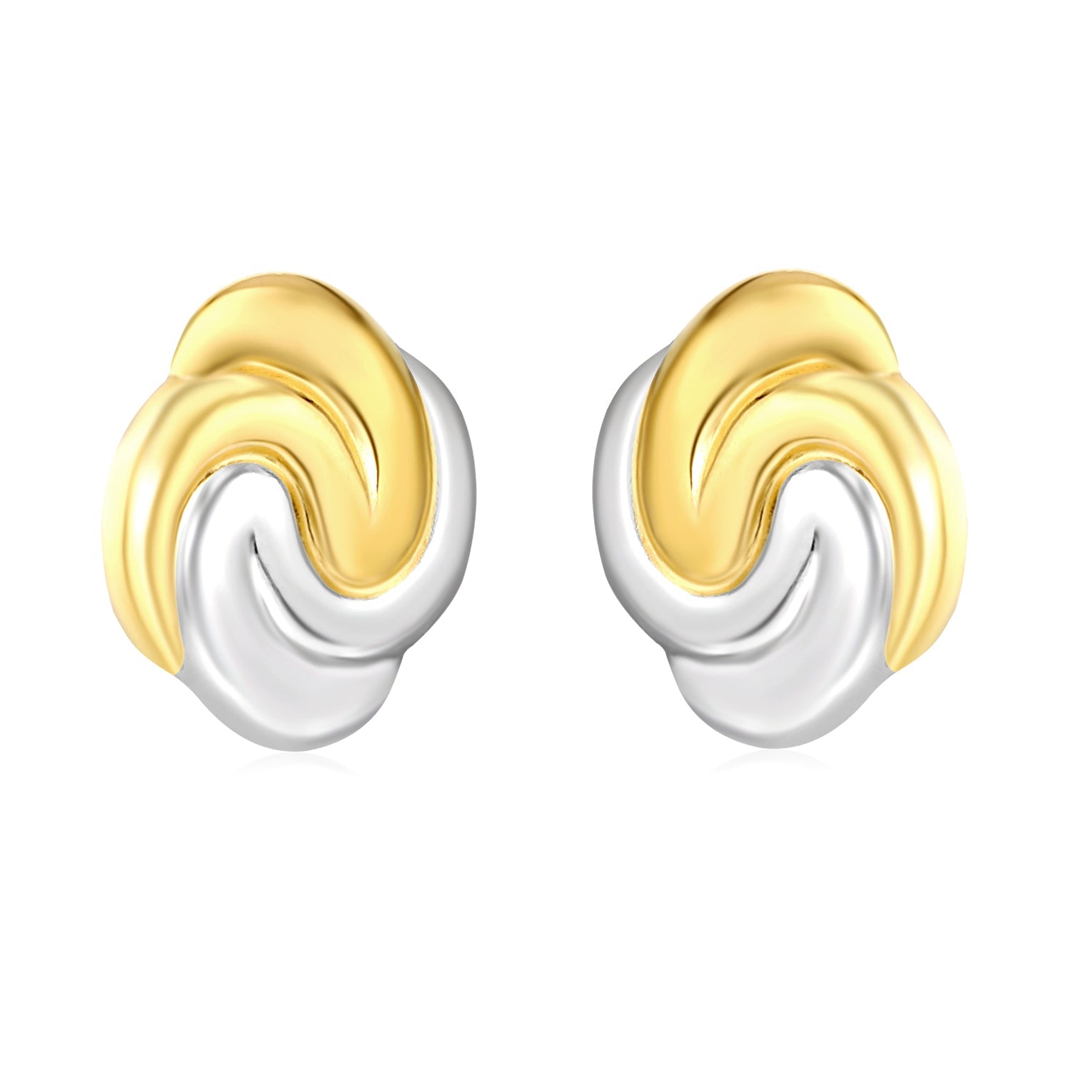 20*25.3mm Irregular Color-Blocked Geometric Lines Studs, Two-Tone asonjewelry